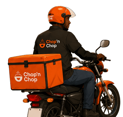 Delivery rider on motorcycle