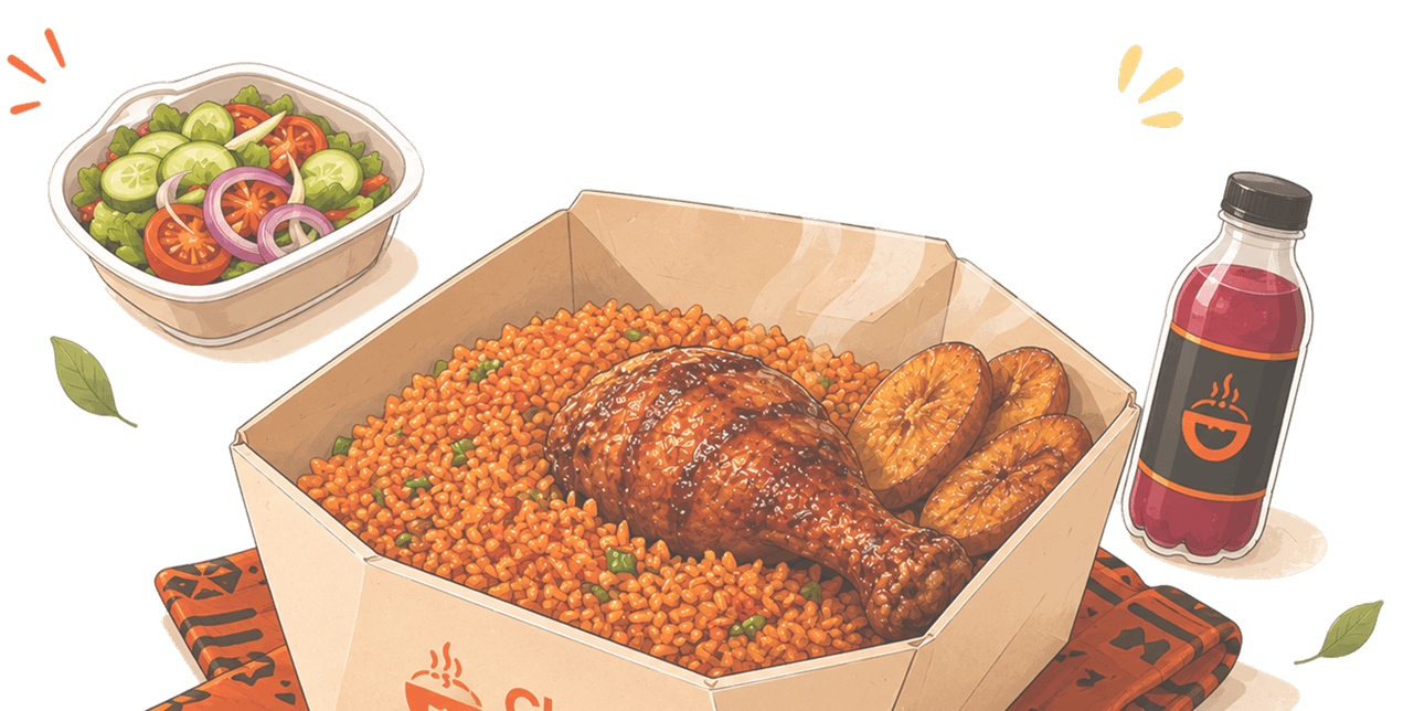 Fresh cooked meals including salad, chicken, and a drink